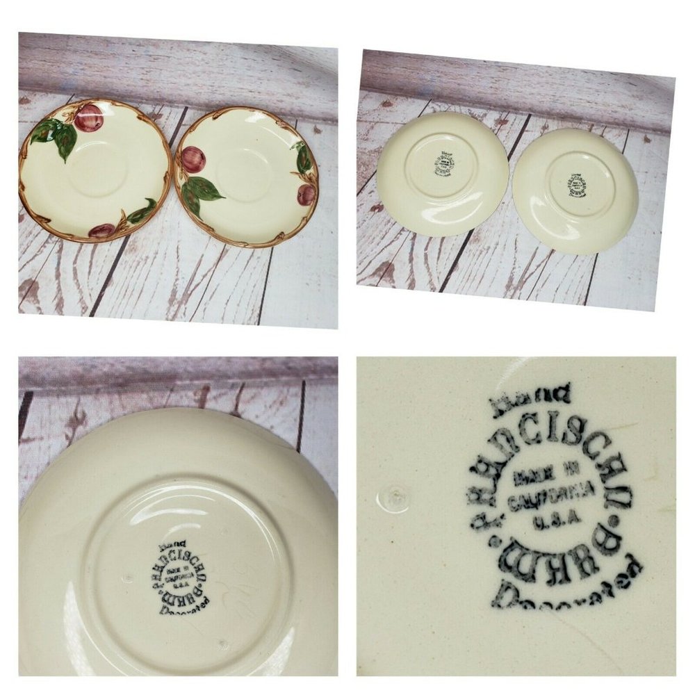 2 Hand-Decorated Saucers Made In California By Franciscan